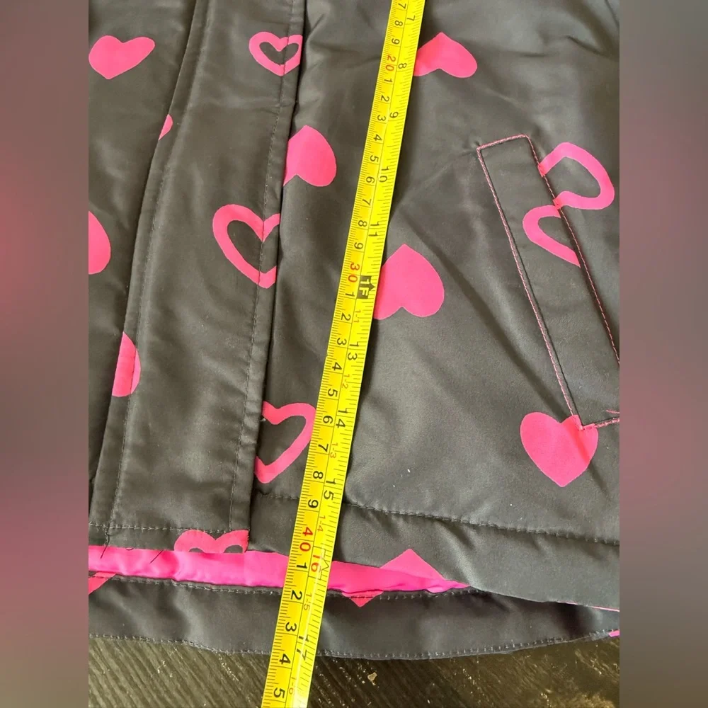 Joe Fresh Girls Puffer Jacket Navy Pink Hearts Size 4